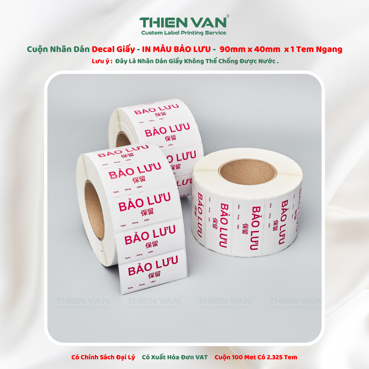 90mm x 40mm x 1 Tem Ngang Decal Cuộn Nhuộm Màu Hồng In Thông Tin Bảo Lưu - Ảnh 4