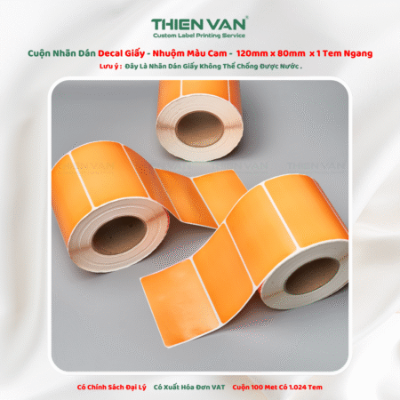 120mm x 60mm x 1 Tem Ngang - Decal Cuộn Nhuộm Màu Cam