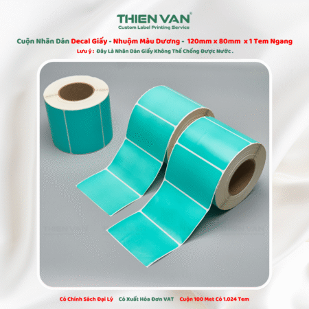 120mm x 80mm x 1 Tem Ngang  Decal Cuộn Nhuộm Màu Xanh Dương