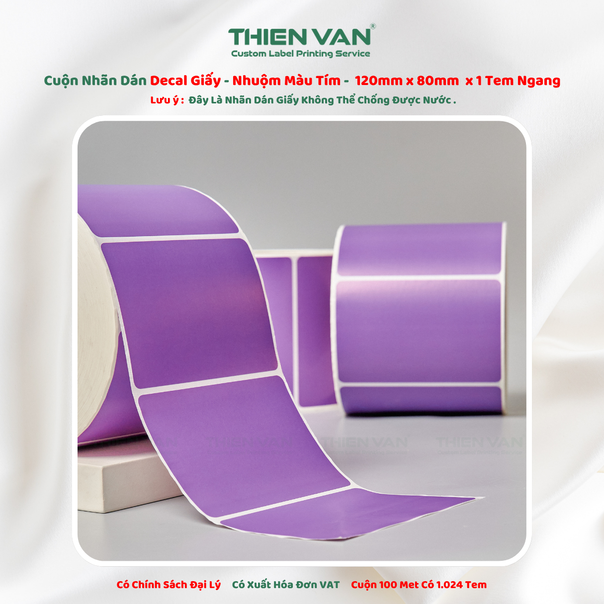 120mm x 80mm x 1 Tem Ngang - Decal Cuộn Nhuộm Màu Tím - Ảnh 5