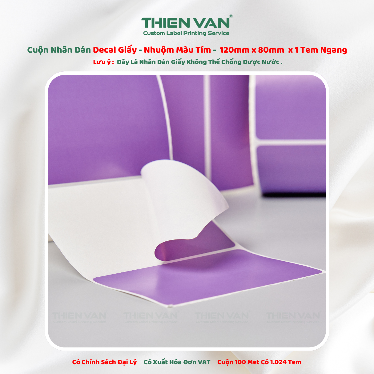 120mm x 80mm x 1 Tem Ngang - Decal Cuộn Nhuộm Màu Tím - Ảnh 4