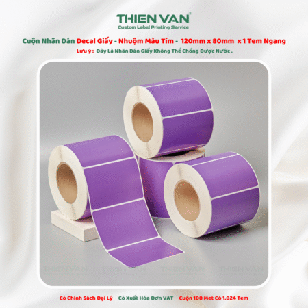 120mm x 80mm x 1 Tem Ngang - Decal Cuộn Nhuộm Màu Tím