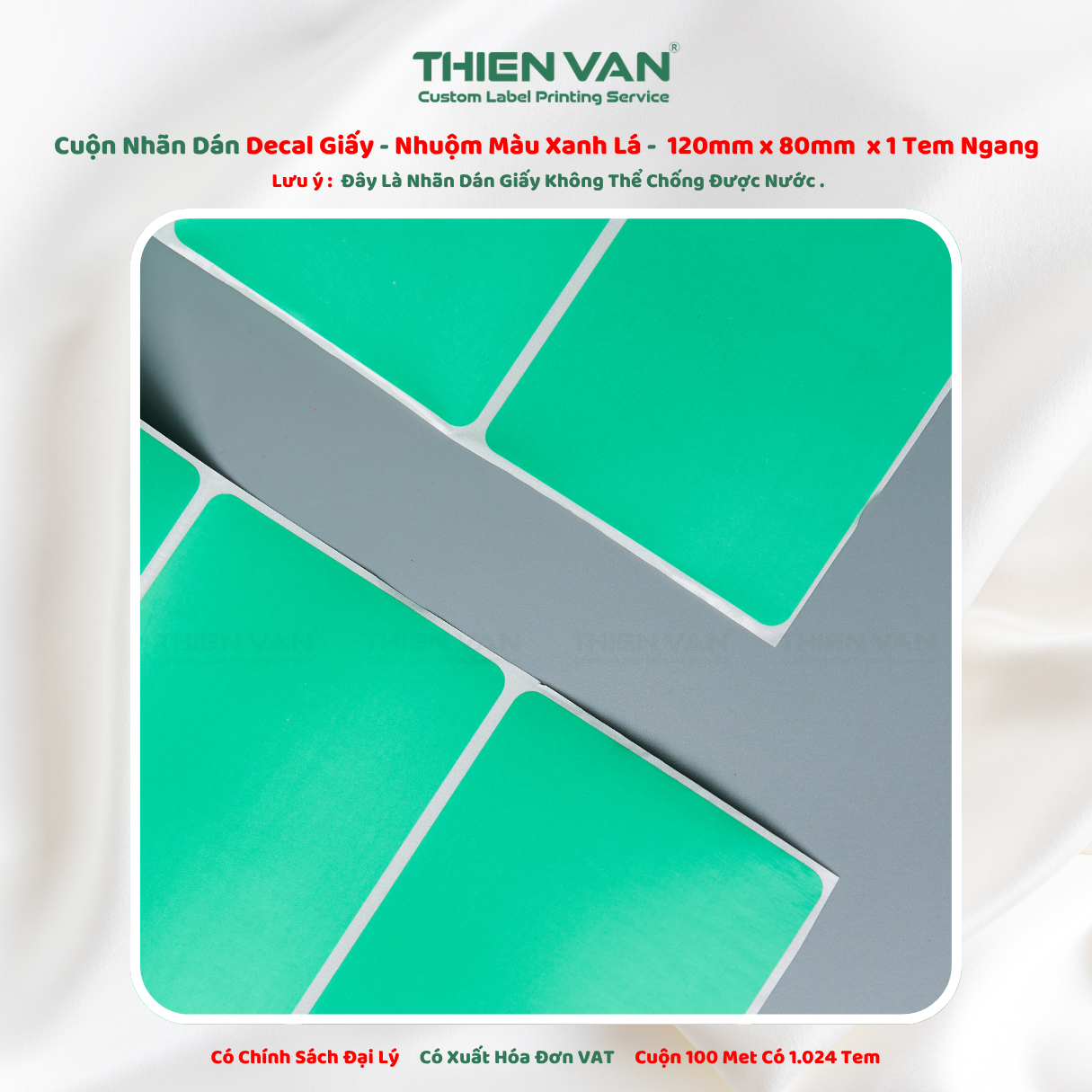 120mm x 80mm x 1 Tem Ngang Decal Cuộn Nhuộm Màu Xanh Lá - Ảnh 3
