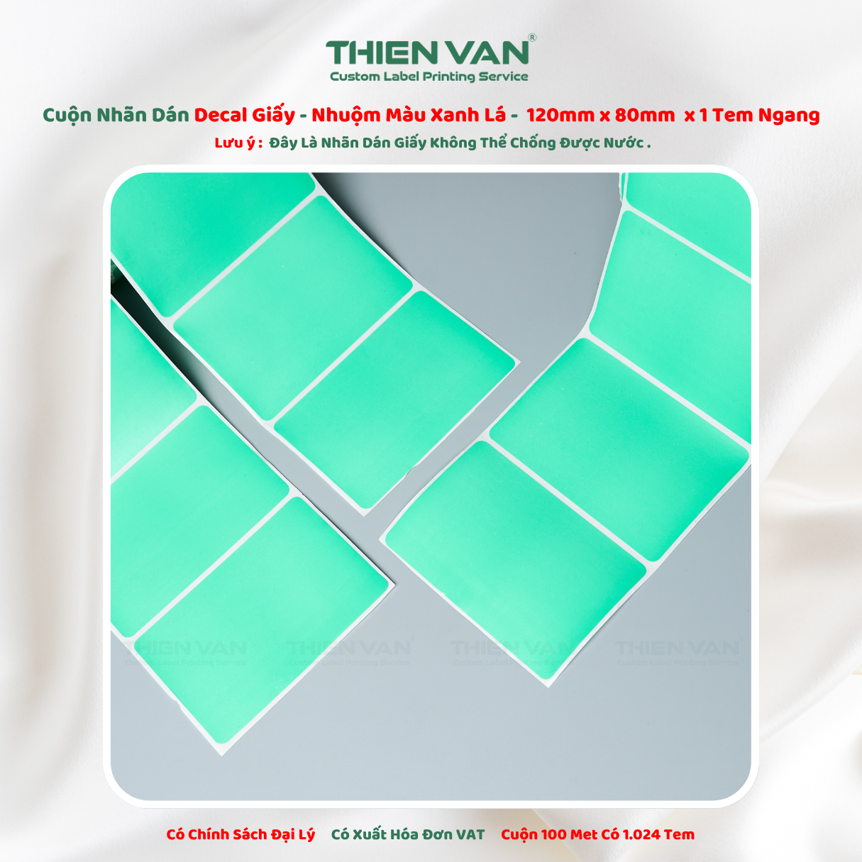 120mm x 80mm x 1 Tem Ngang Decal Cuộn Nhuộm Màu Xanh Lá - Ảnh 5