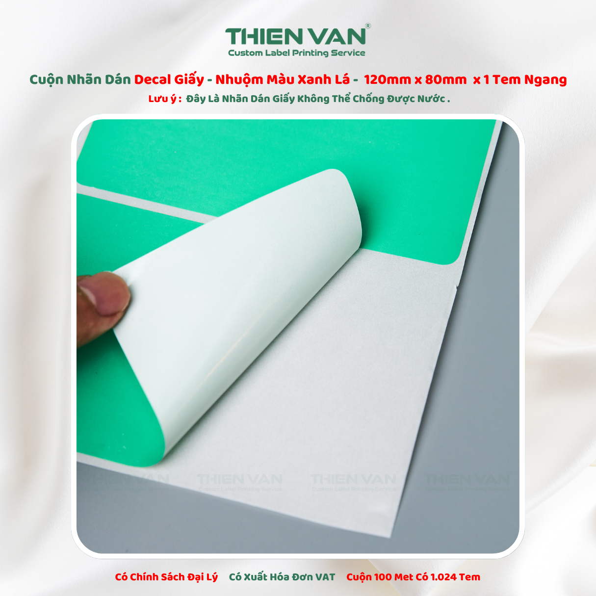 120mm x 80mm x 1 Tem Ngang Decal Cuộn Nhuộm Màu Xanh Lá - Ảnh 4