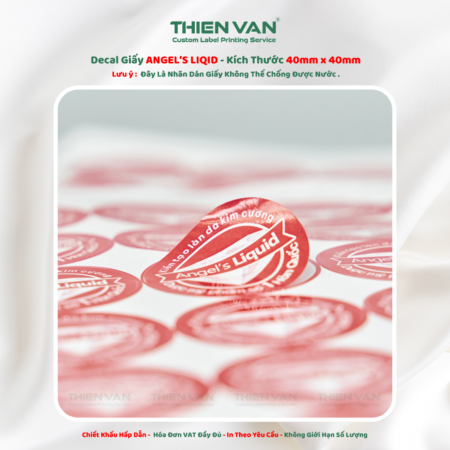 Nhãn Dán Decal Giấy - Phi Tròn 40mm - ANGEL'S LIQUID