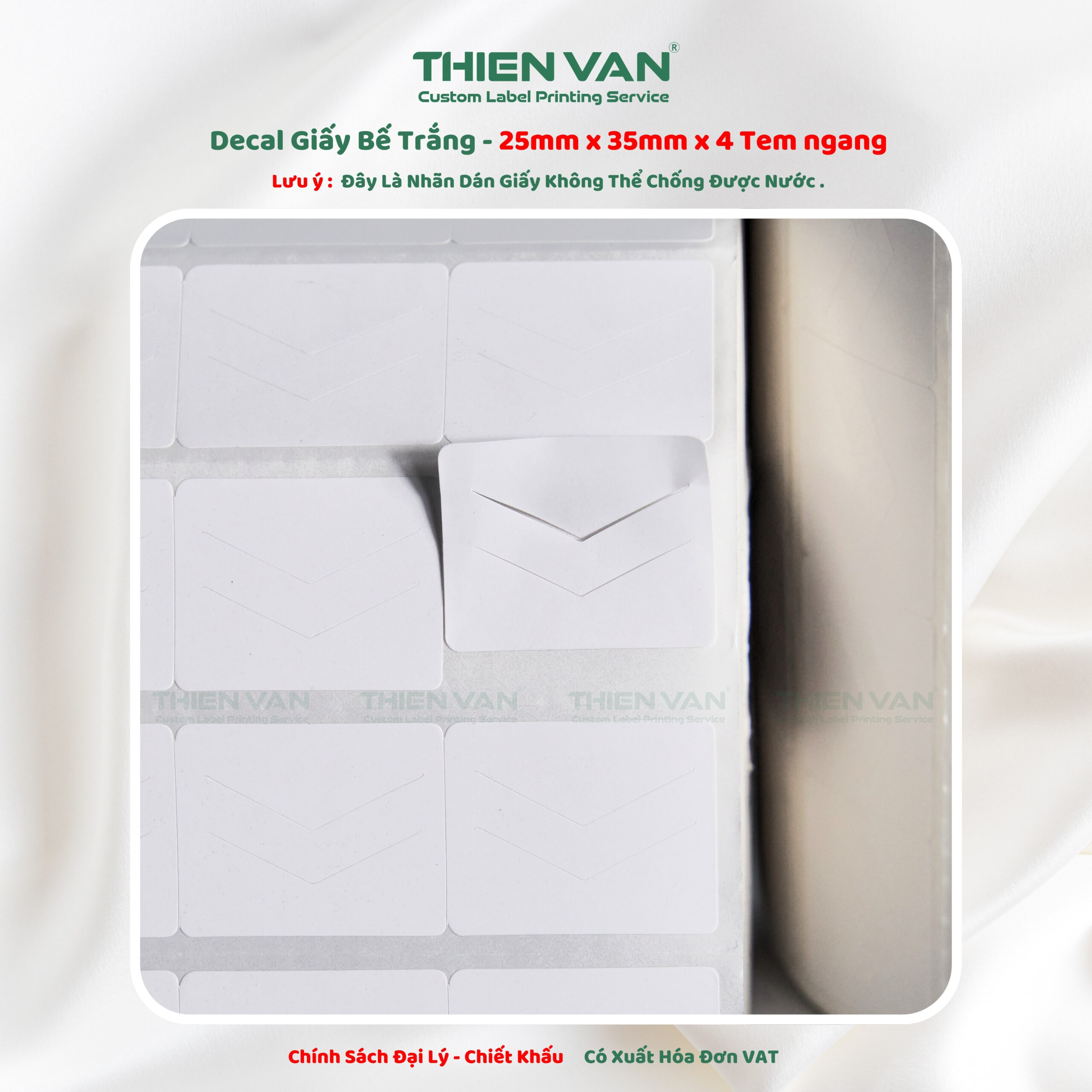 25mm x 35mm x 4 Tem Ngang - Decal Cuộn Bế Trắng Xương Cá - Ảnh 2