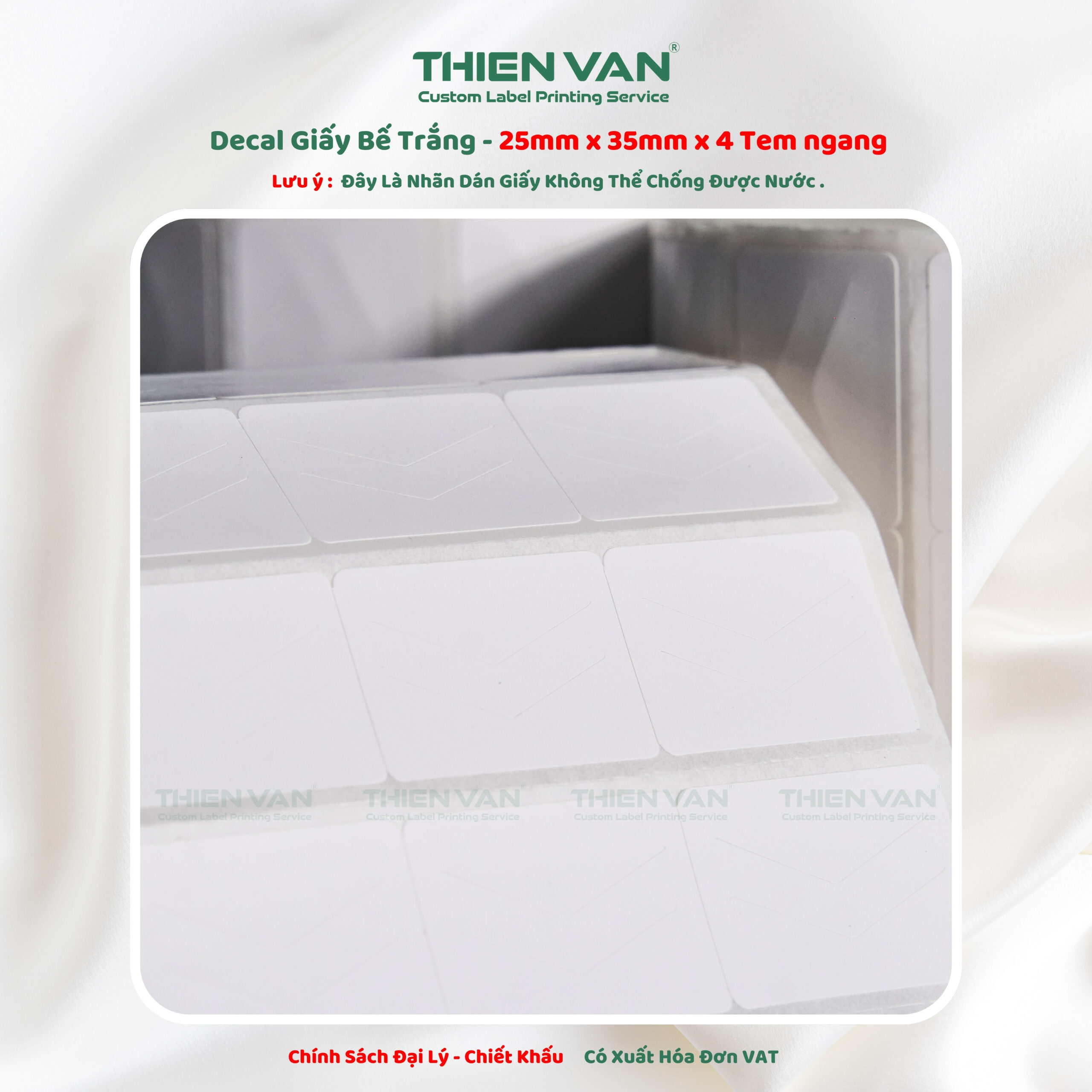 25mm x 35mm x 4 Tem Ngang - Decal Cuộn Bế Trắng Xương Cá - Ảnh 3