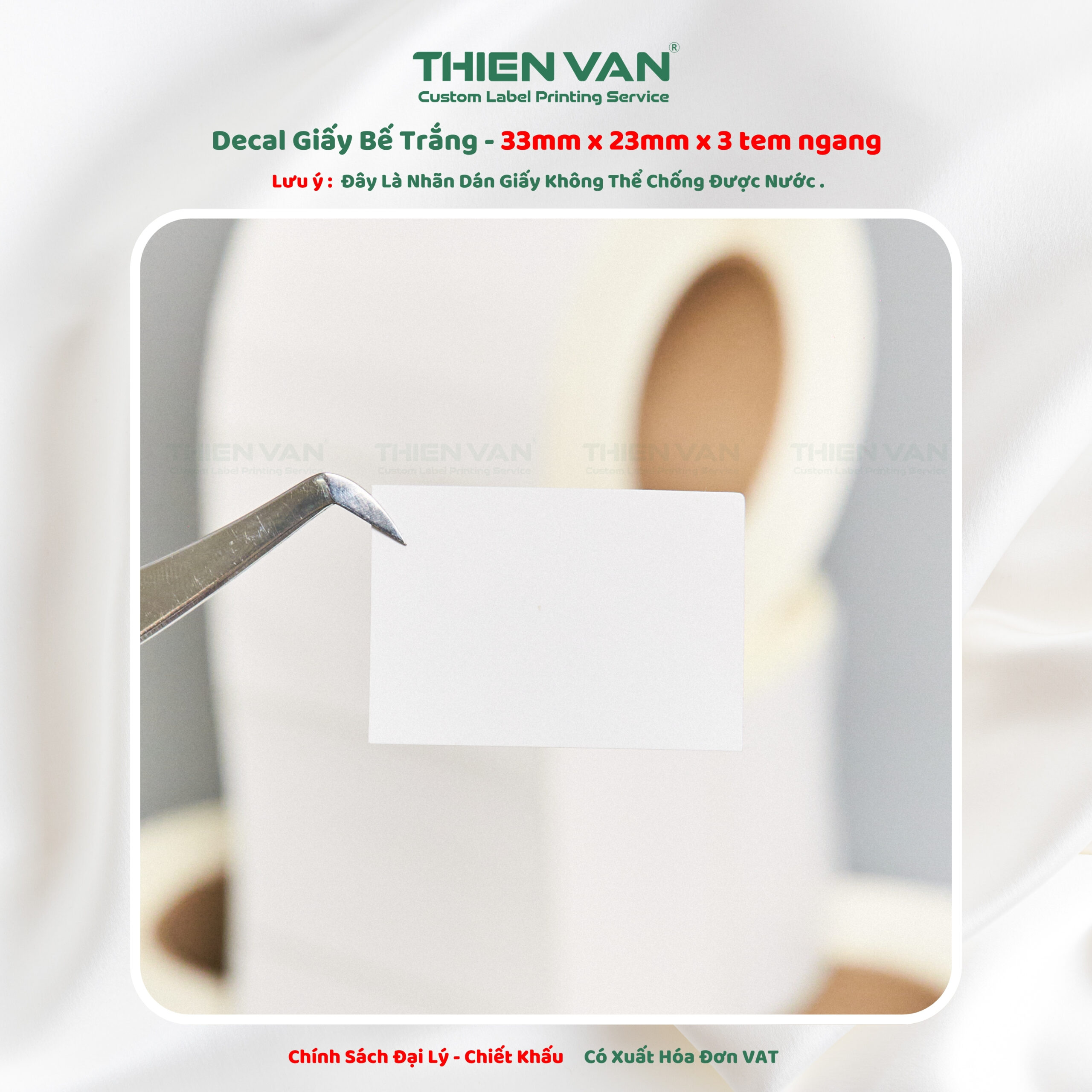 33mm x 23mm x 3 Tem Ngang - Decal Cuộn Bế Trắng - Ảnh 3