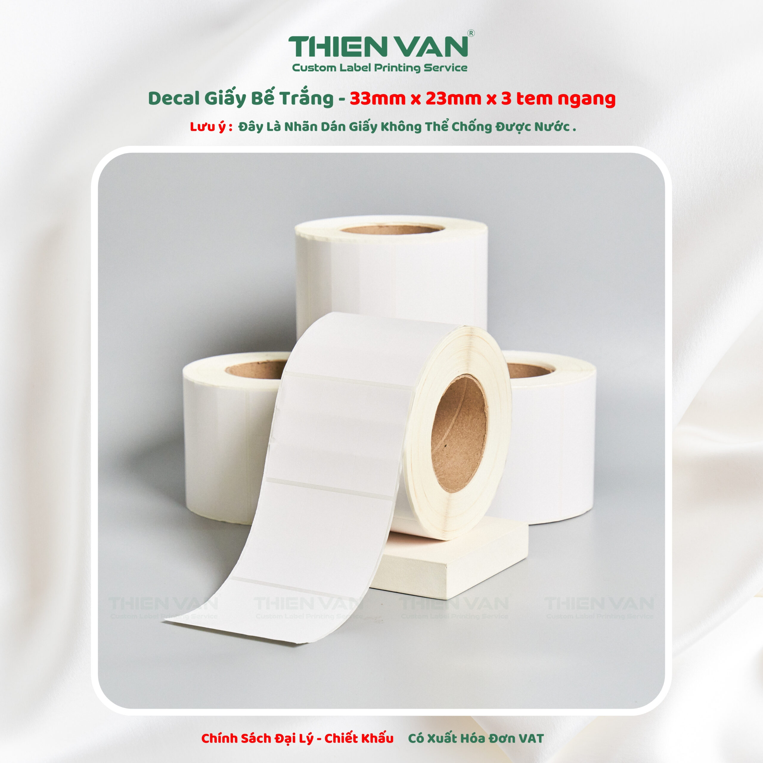 33mm x 23mm x 3 Tem Ngang - Decal Cuộn Bế Trắng - Ảnh 4