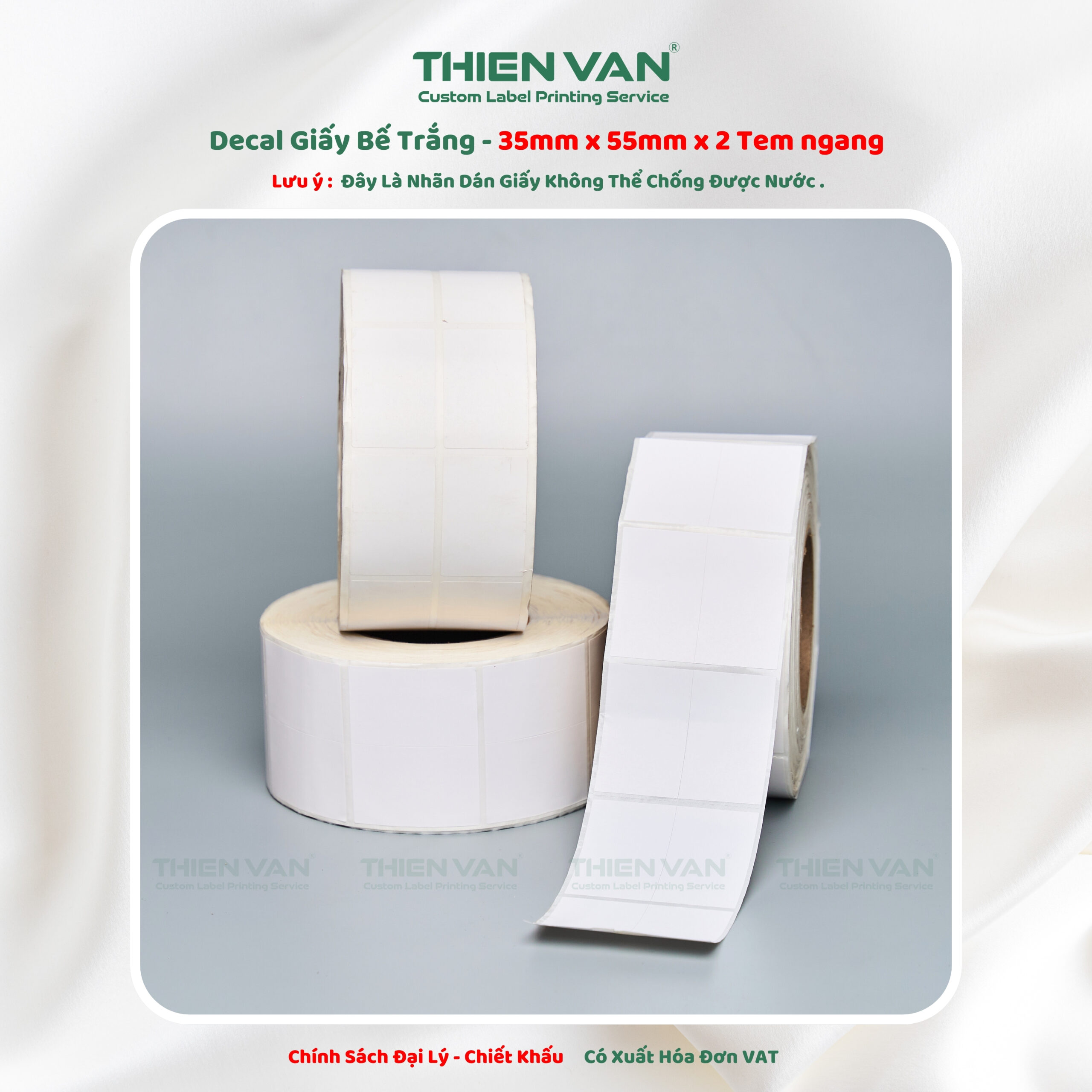 35mm x 55mm x 2 Tem Ngang - Decal Cuộn Bế Trắng - Ảnh 5