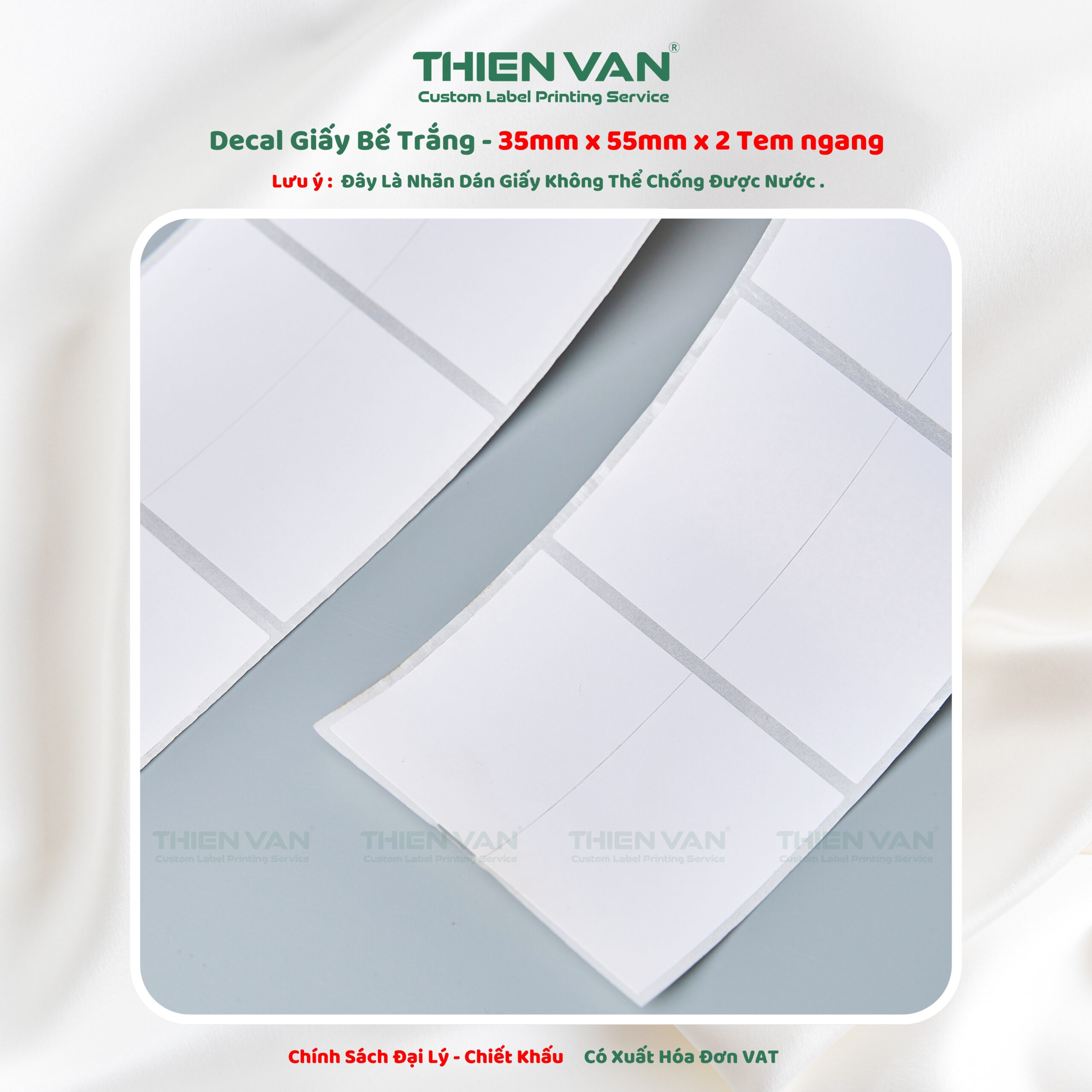 35mm x 55mm x 2 Tem Ngang - Decal Cuộn Bế Trắng - Ảnh 2