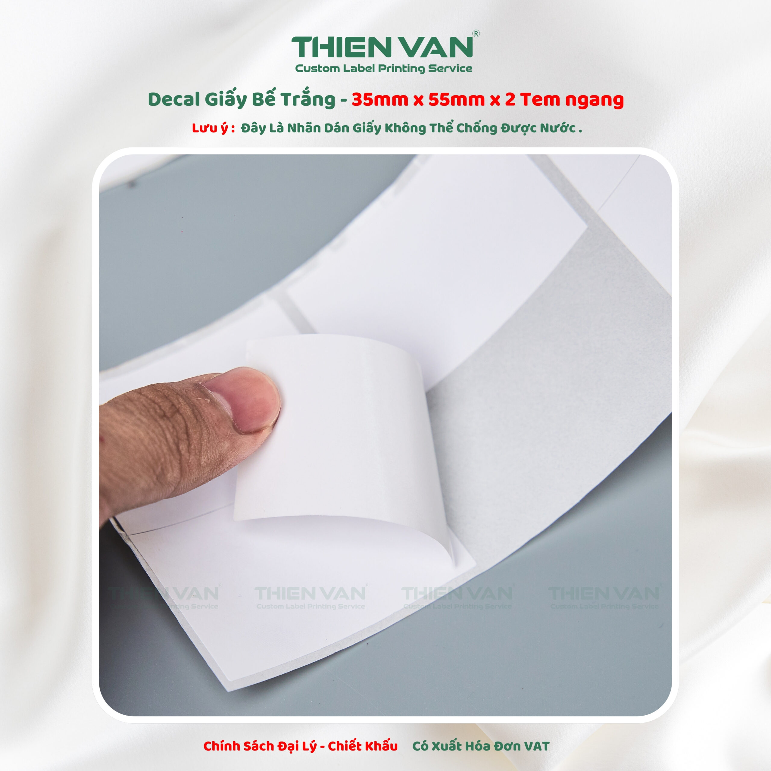 35mm x 55mm x 2 Tem Ngang - Decal Cuộn Bế Trắng - Ảnh 3
