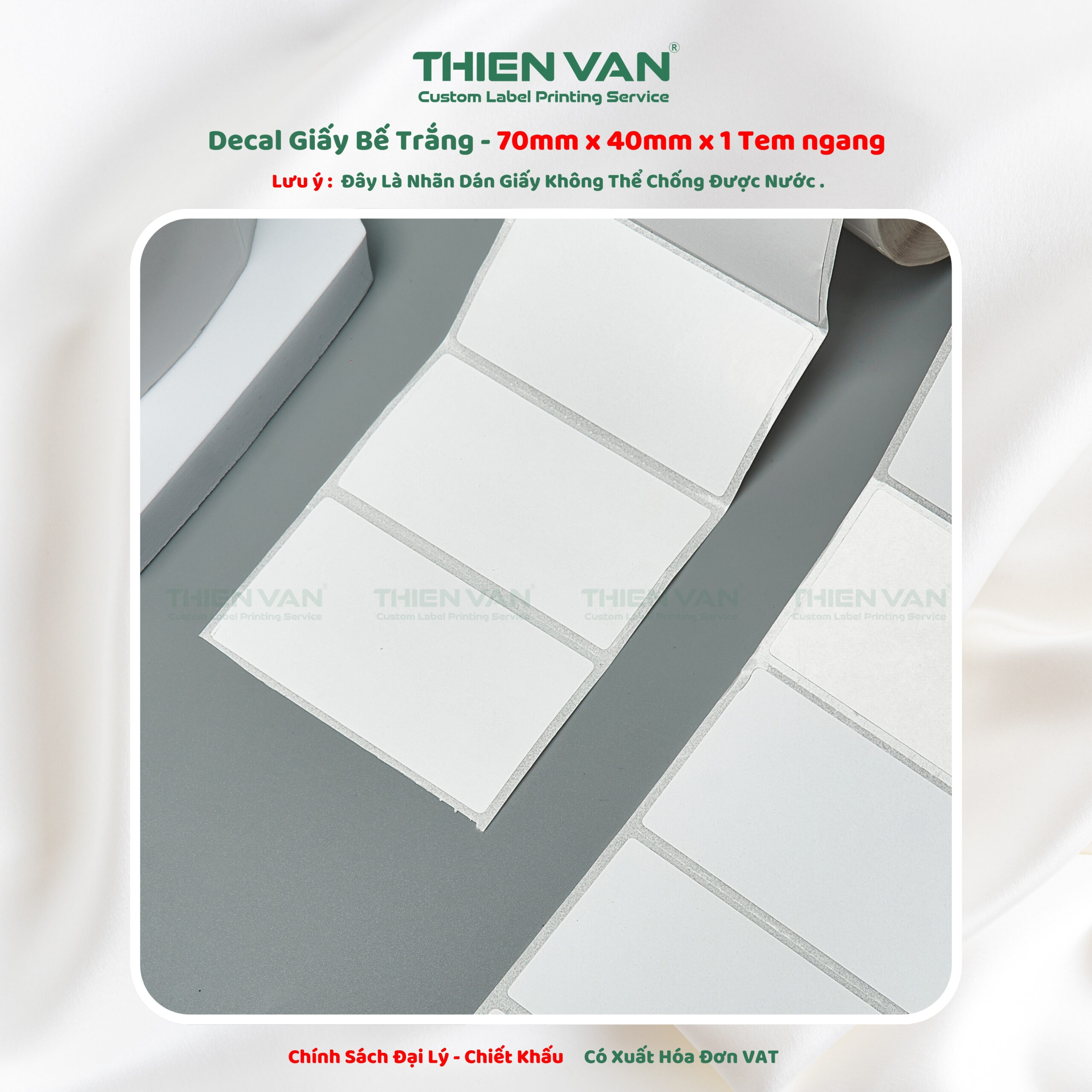 70mm x 40mm x 1 Tem Ngang - Decal Cuộn Bế Trắng - Ảnh 3