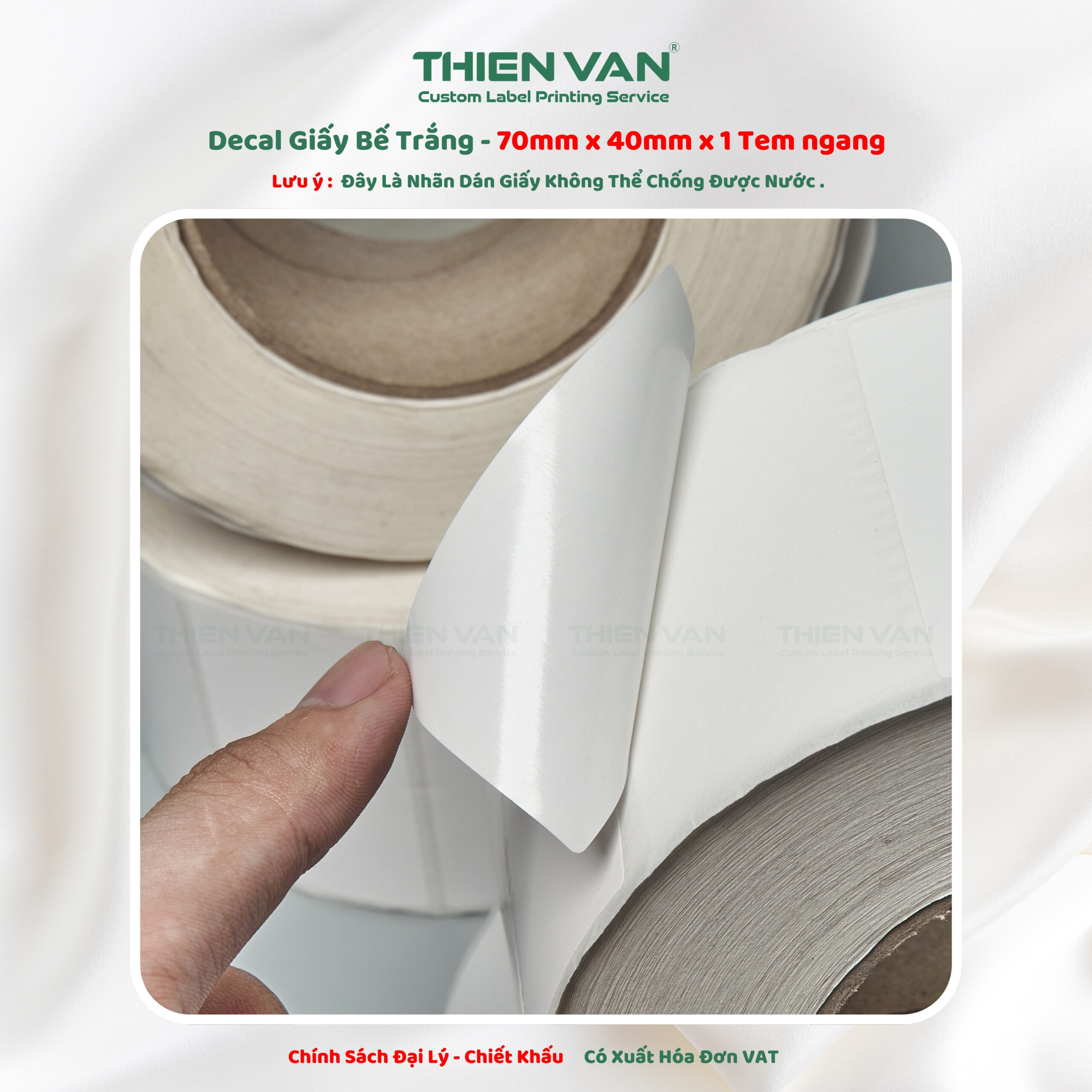 70mm x 40mm x 1 Tem Ngang - Decal Cuộn Bế Trắng - Ảnh 5