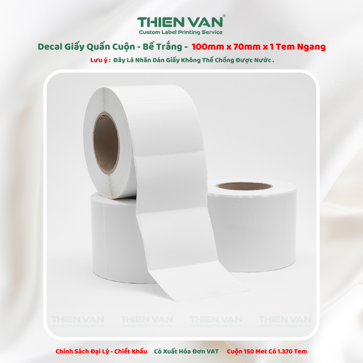 100mm x 70mm x 1 Tem Ngang - Decal Cuộn Bế Trắng - Ảnh 2