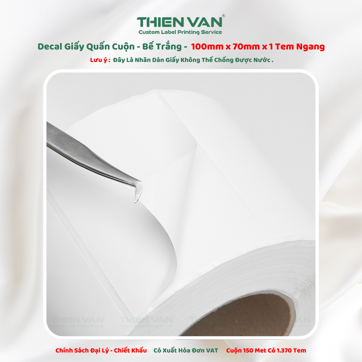 100mm x 70mm x 1 Tem Ngang - Decal Cuộn Bế Trắng - Ảnh 4