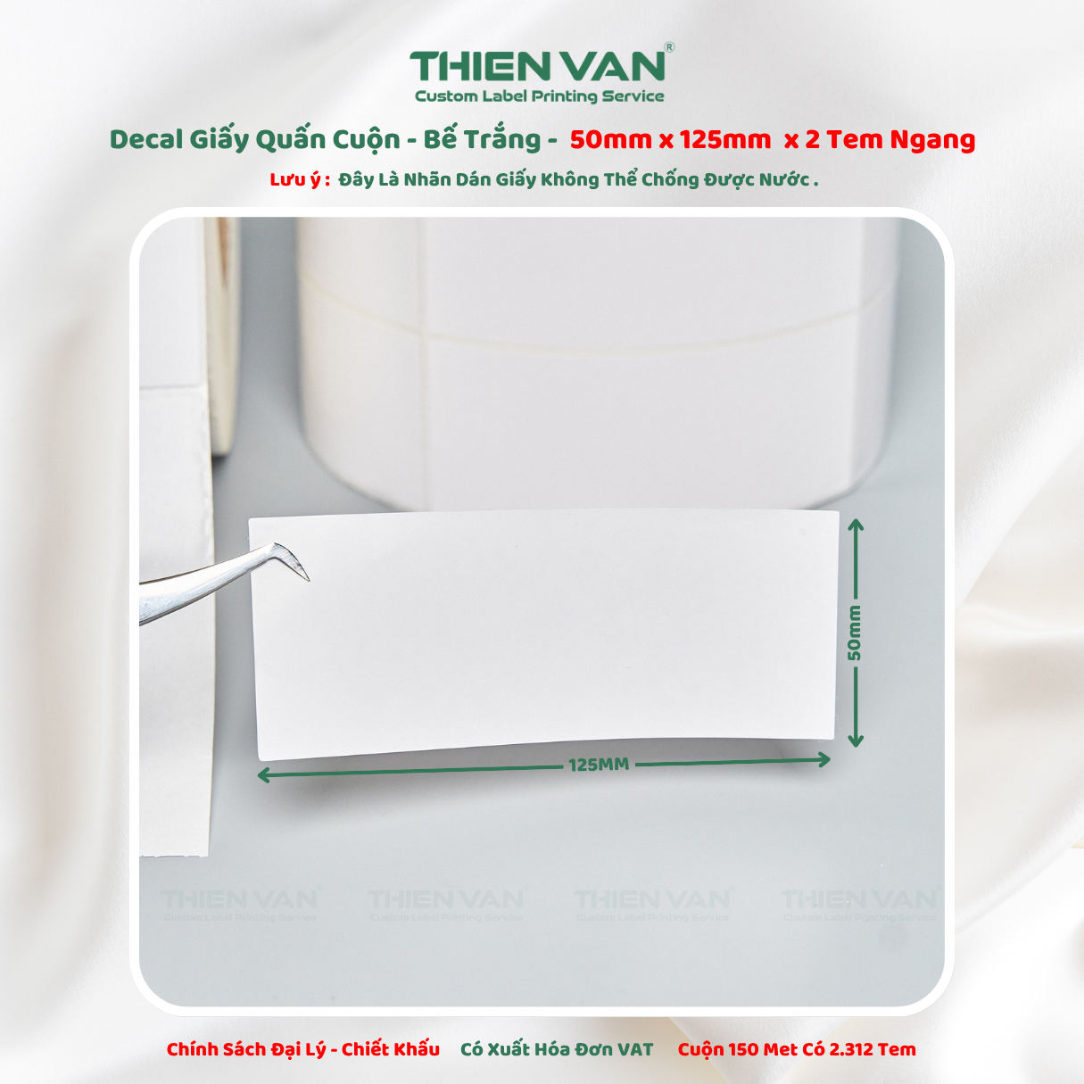 50mm x 125mm x 2 Tem Ngang - Decal Cuộn Bế Trắng - Ảnh 5