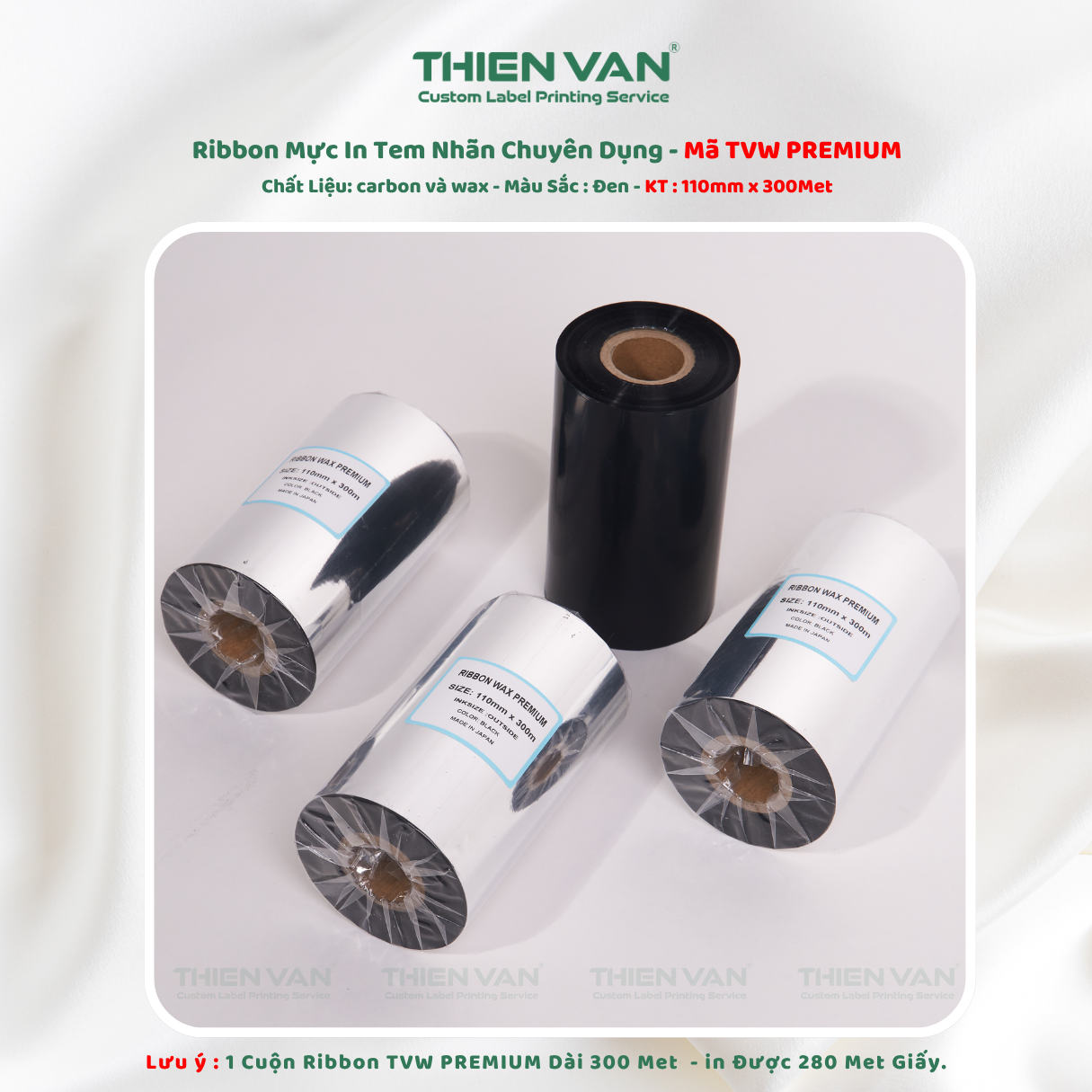 Mực In Wax - Ribbon Tem Nhãn Mã Vạch Chuyên Dụng Tương Thích Nhiều Máy In Thiên Văn - Ảnh 4