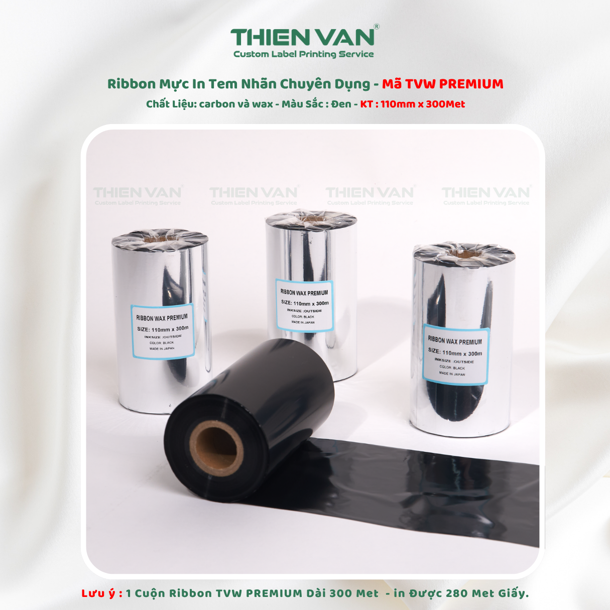 Mực In Wax - Ribbon Tem Nhãn Mã Vạch Chuyên Dụng Tương Thích Nhiều Máy In Thiên Văn - Ảnh 3