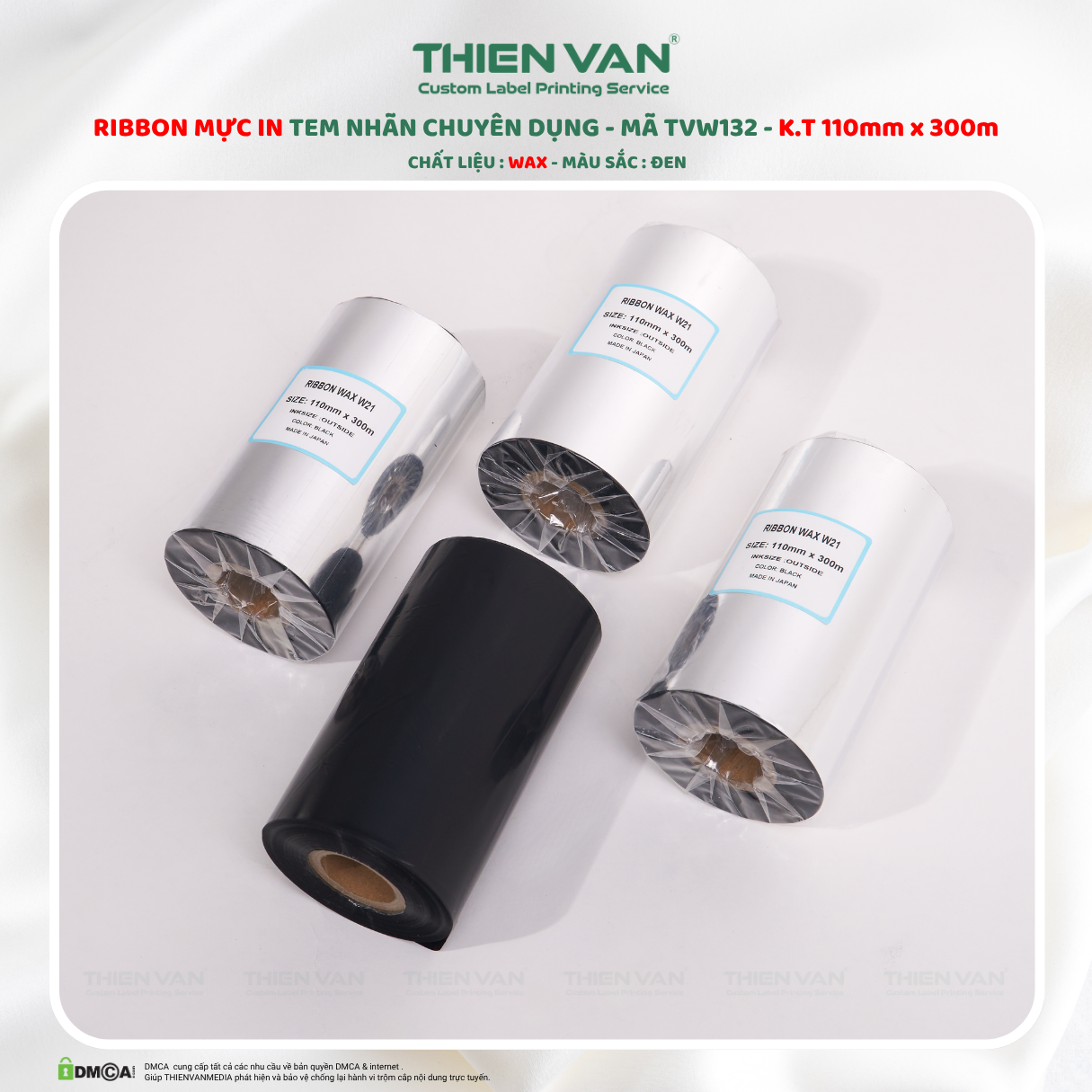 Mực In Wax - Ribbon Tem Nhãn Mã Vạch Chuyên Dụng Tương Thích Nhiều Máy In Thiên Văn - Ảnh 6