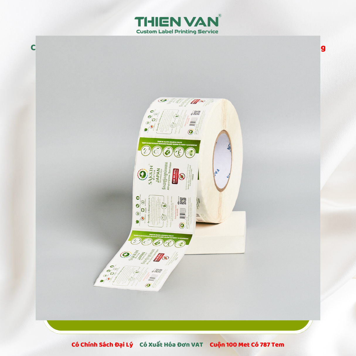 89mm x 124mm x 1 Tem Ngang  Decal Cuộn In Thông Tin