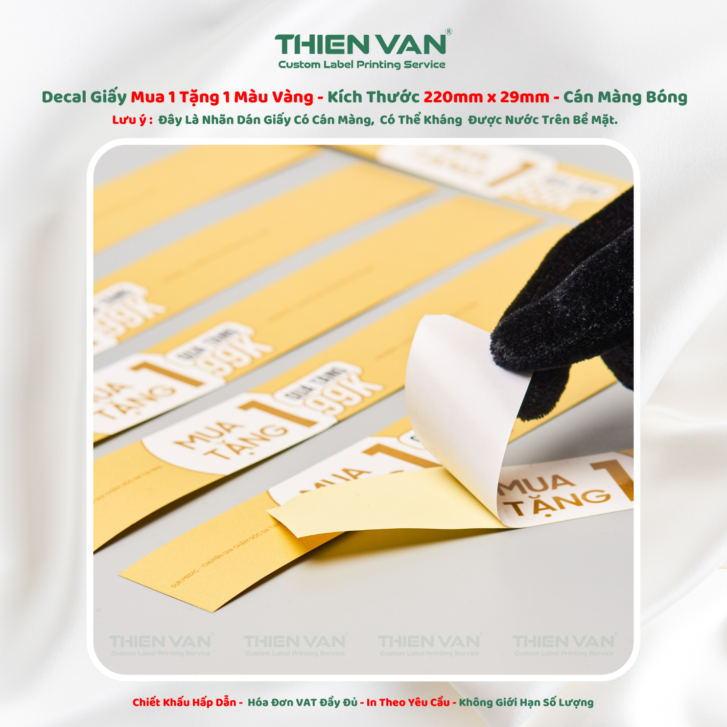 Nhãn Dán Decal Giấy - 220mm x 29mm - Mua 1 Tặng 1 99k