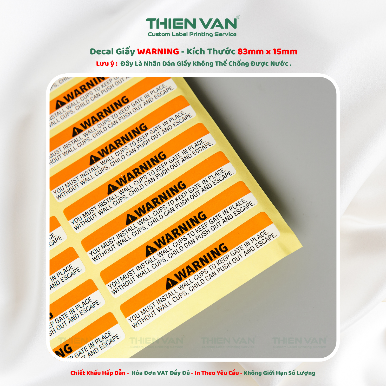Decal Giấy ( 83 x 15 )MM - WARNING Dạng Tờ - Ảnh 2