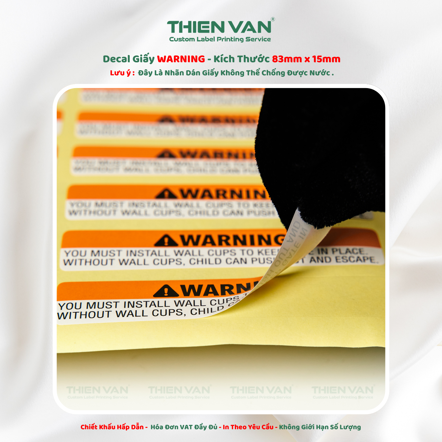 Decal Giấy ( 83 x 15 )MM - WARNING Dạng Tờ - Ảnh 3