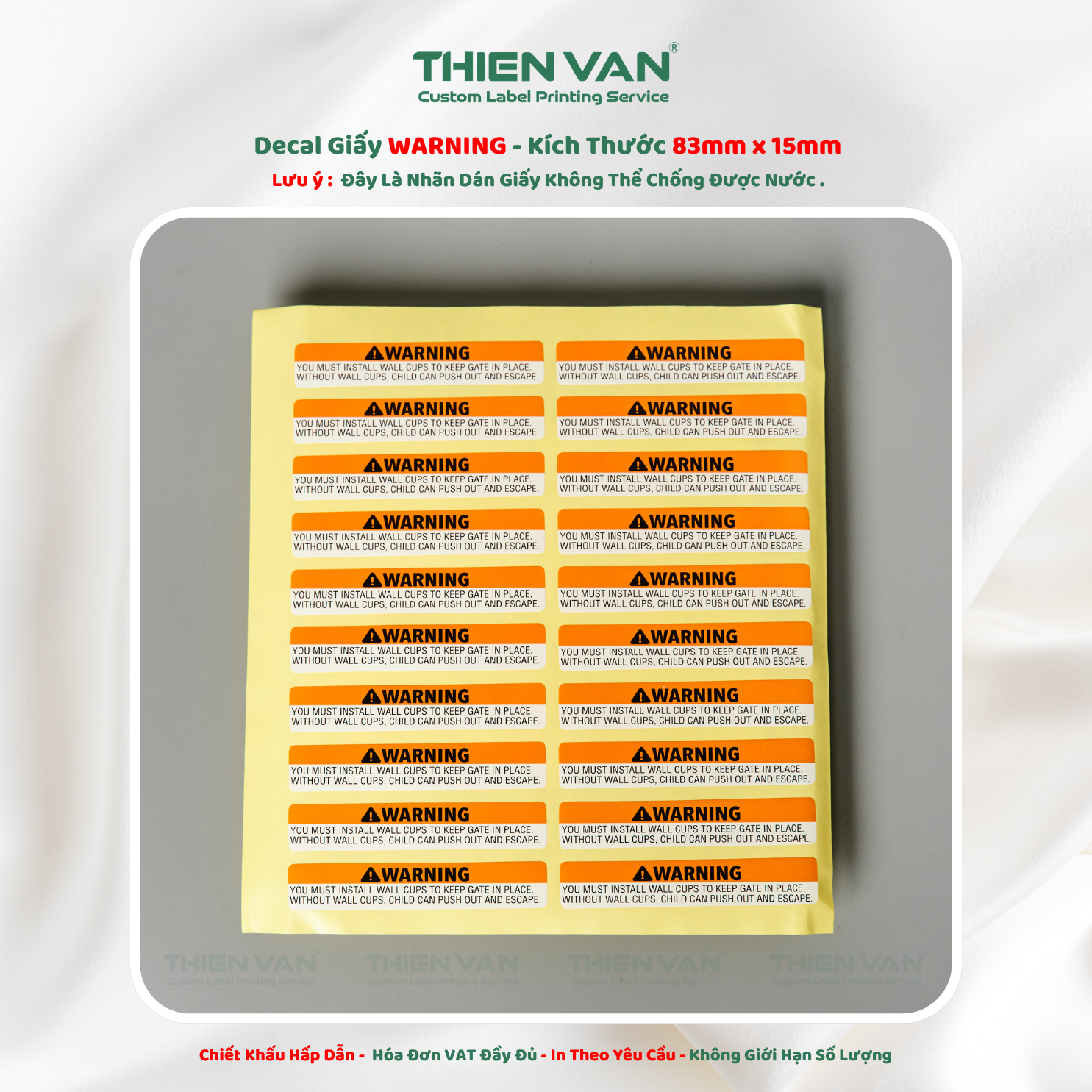 Decal Giấy ( 83 x 15 )MM - WARNING Dạng Tờ - Ảnh 5