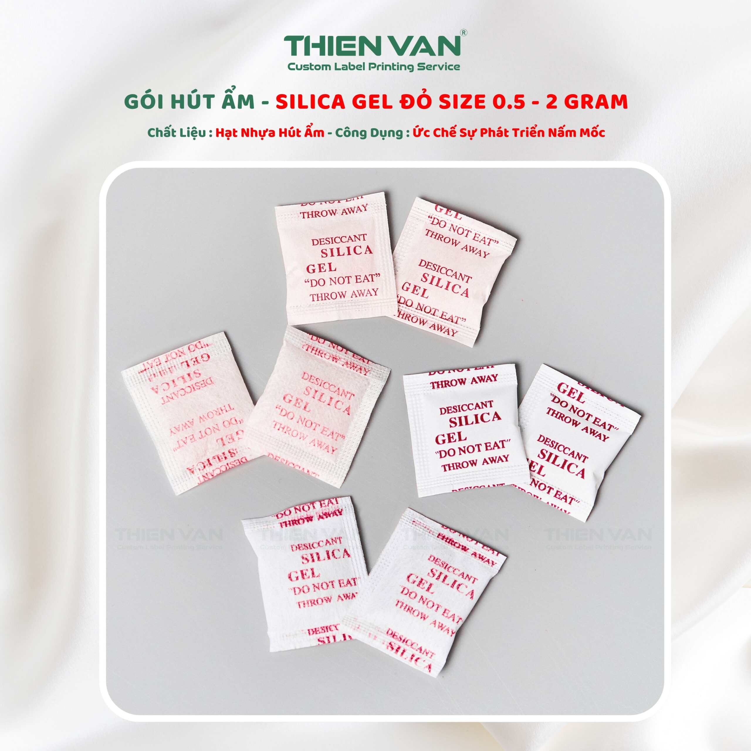 Gói Hút Ẩm Silica Gel Màu Đỏ 0.5G - 2G - Ảnh 2