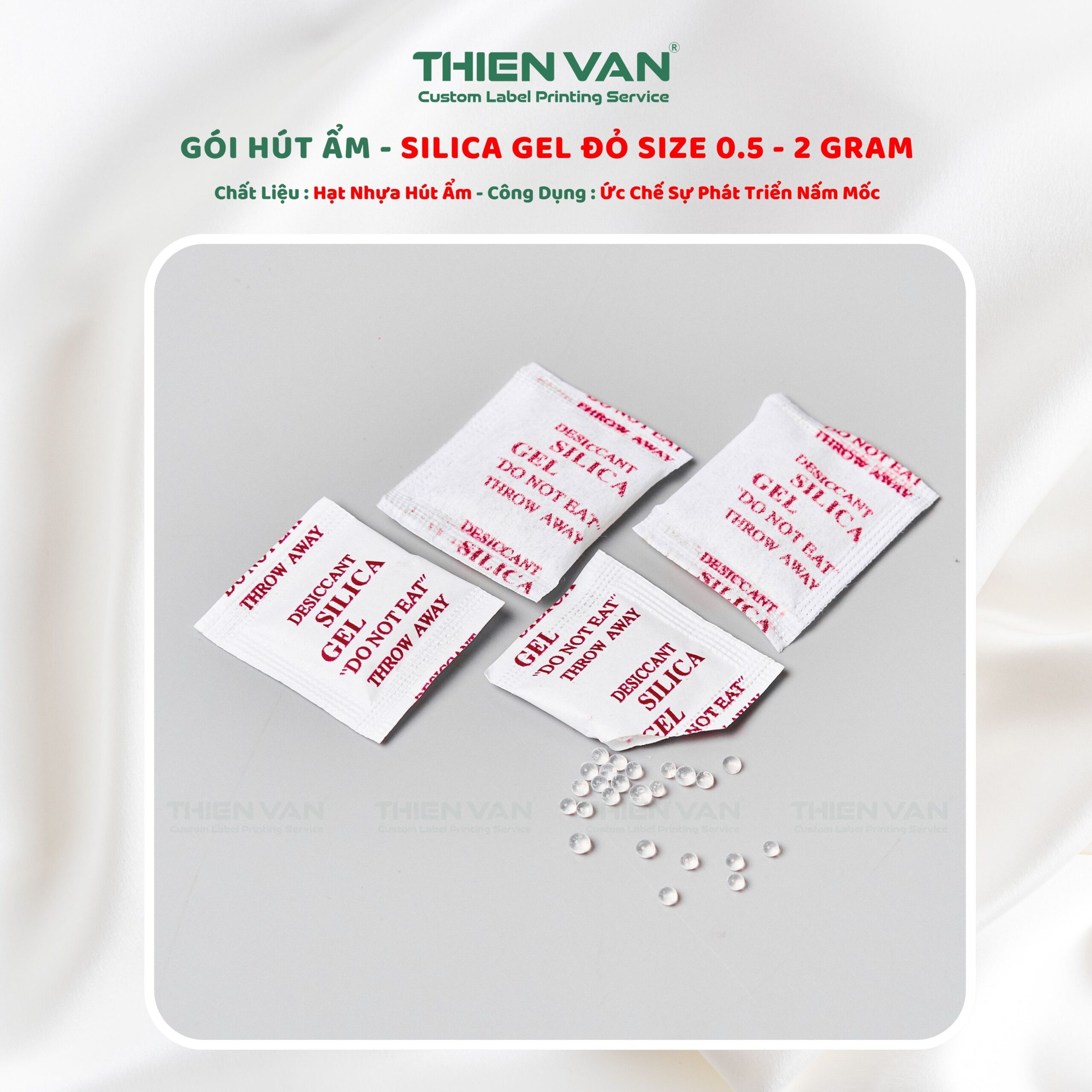 Gói Hút Ẩm Silica Gel Màu Đỏ 0.5G - 2G