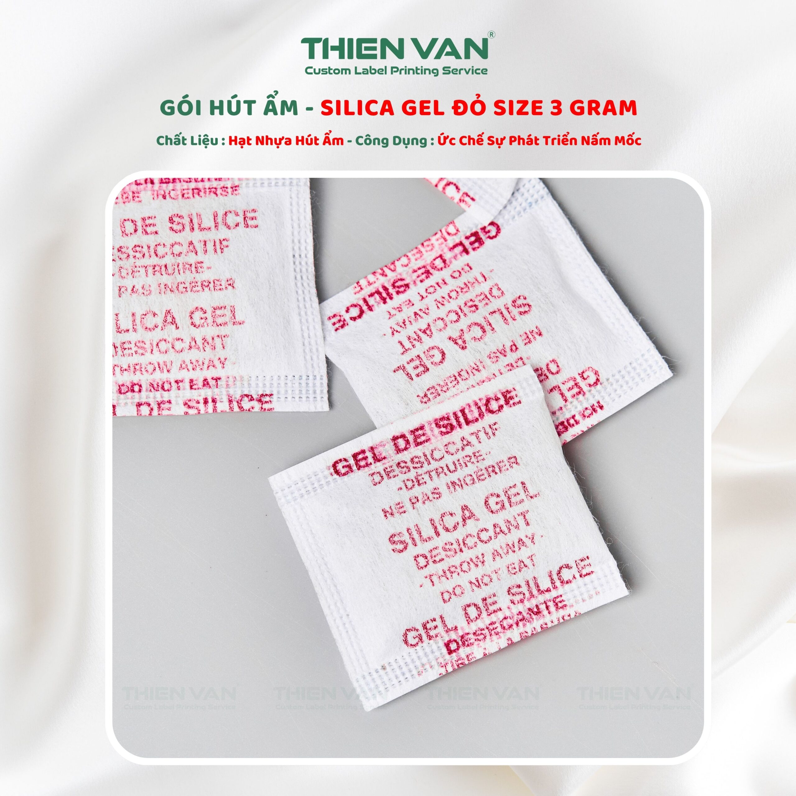 Gói Hút Ẩm Silica Gel Màu Đỏ 3G