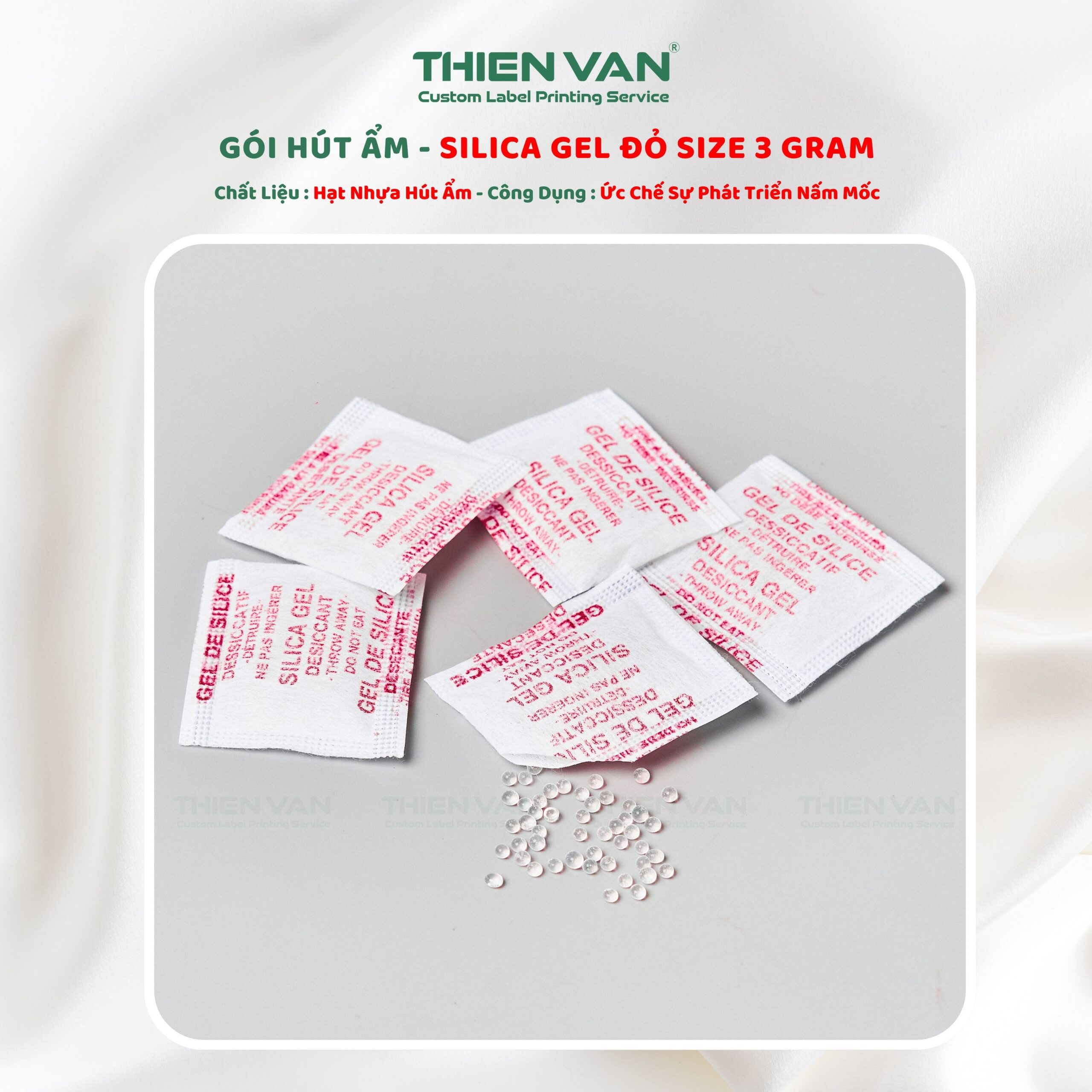 Gói Hút Ẩm Silica Gel Màu Đỏ 3G - Ảnh 2