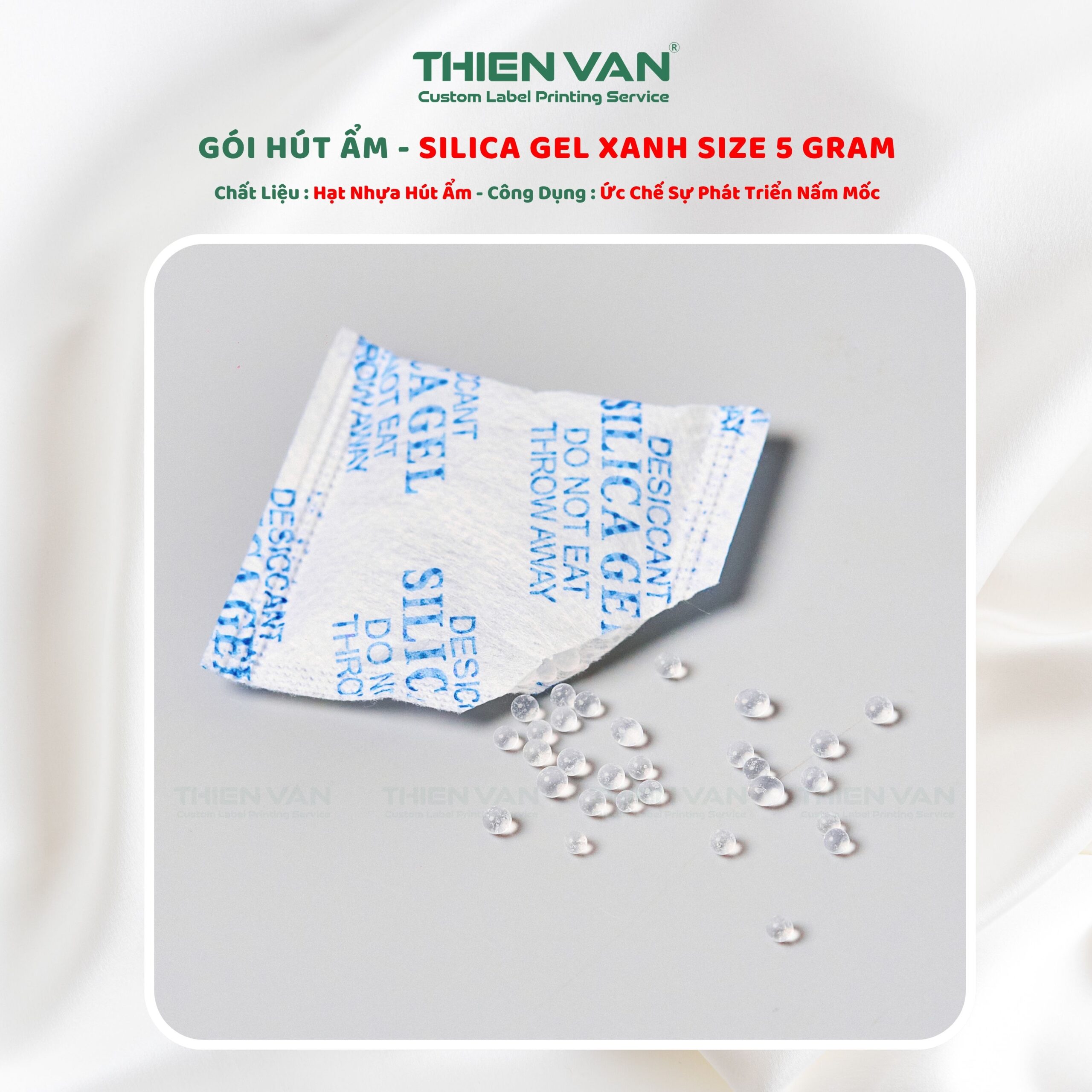 Gói Hút Ẩm Silica Gel Xanh 5G