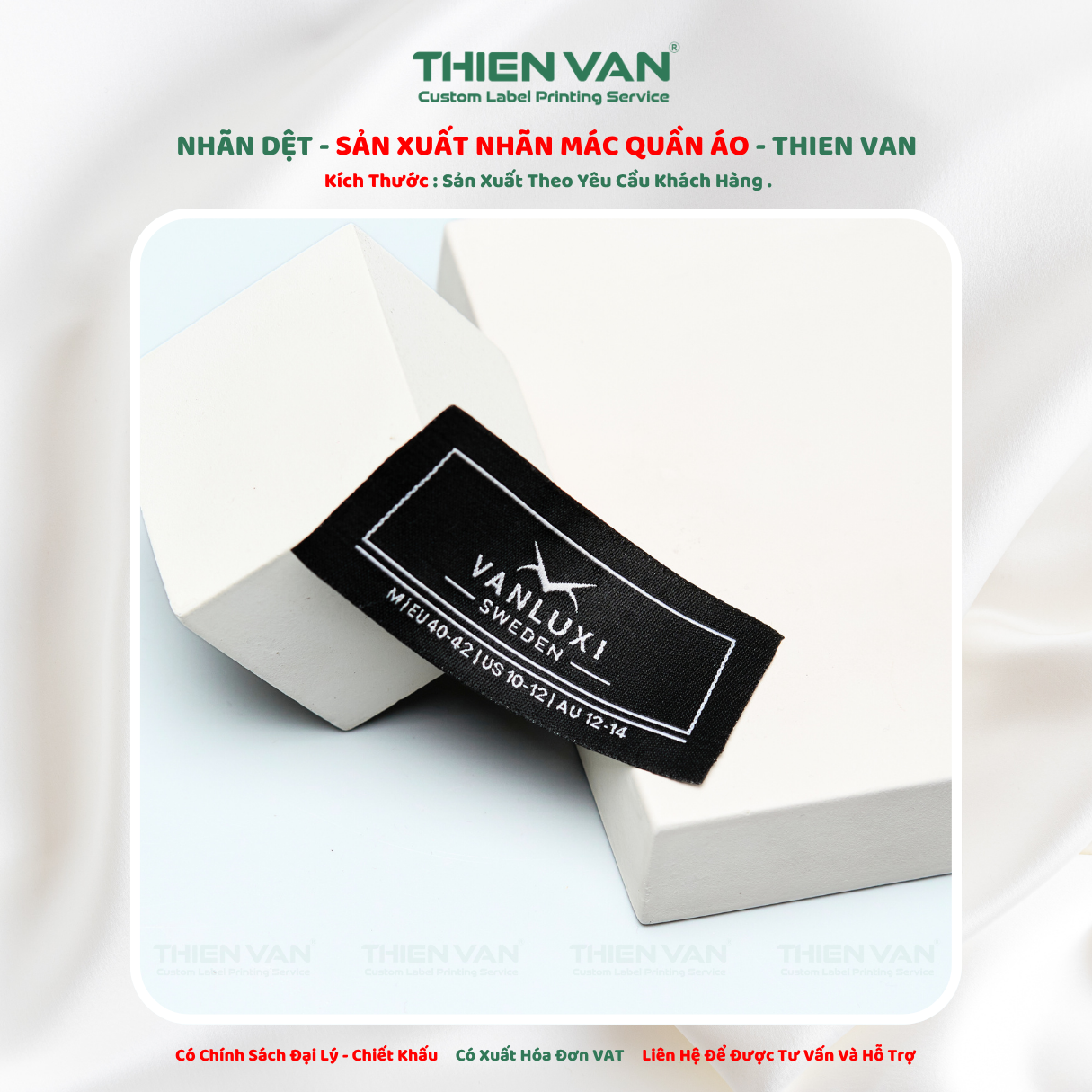 Nhãn dệt 85mm x 35mm