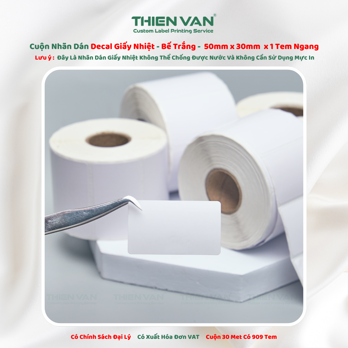 Decal Giấy In Nhiệt 50mm x 30mm x 1 Tem Ngang