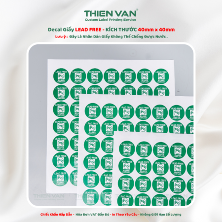 Nhãn Dán Decal Giấy - Phi Tròn 40mm - LEAD FREE