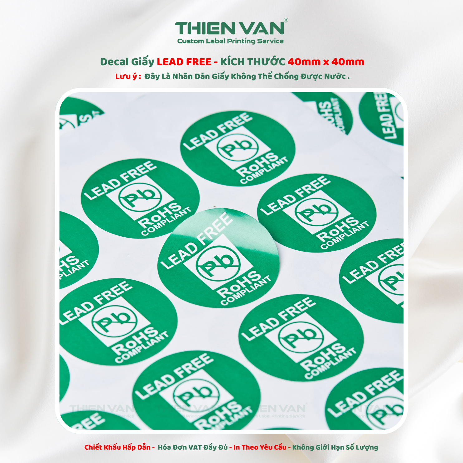 Nhãn Dán Decal Giấy - Phi Tròn 40mm - LEAD FREE - Ảnh 4