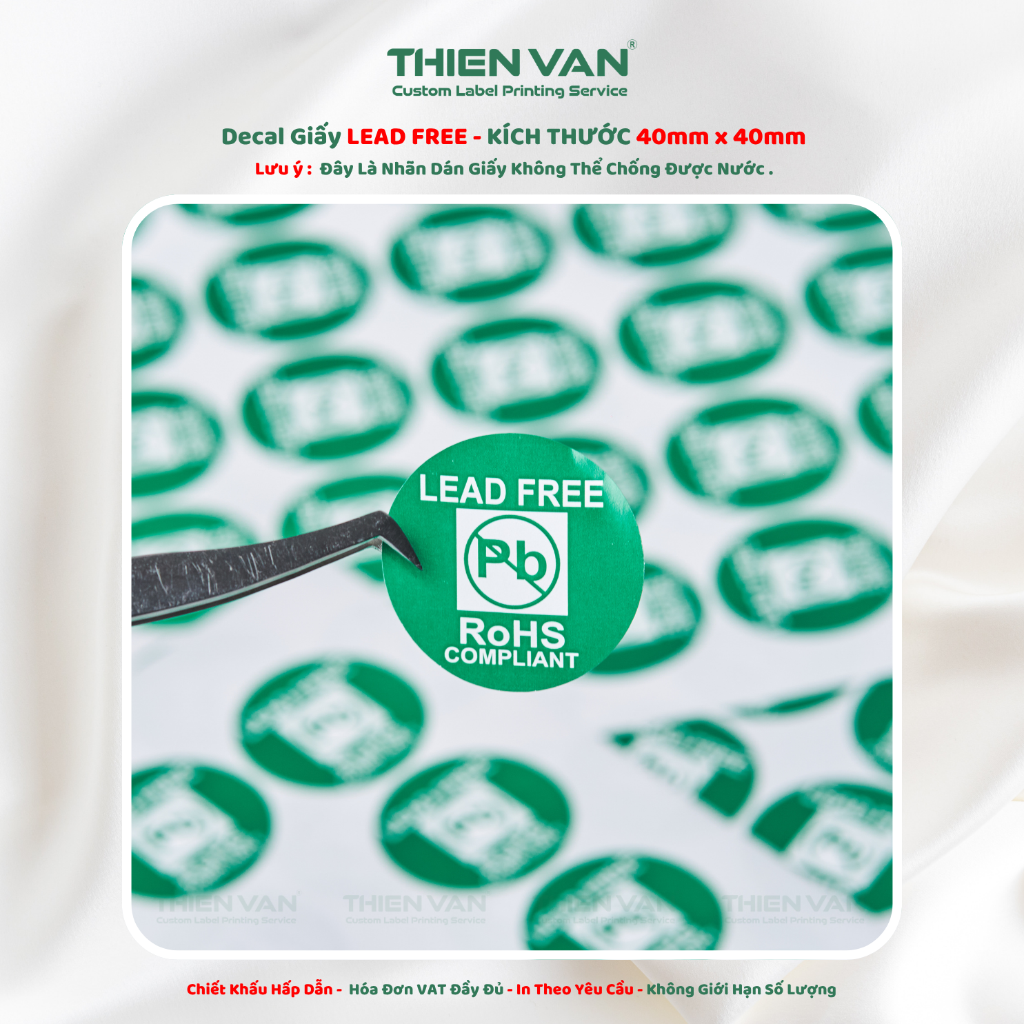 Nhãn Dán Decal Giấy - Phi Tròn 40mm - LEAD FREE - Ảnh 3