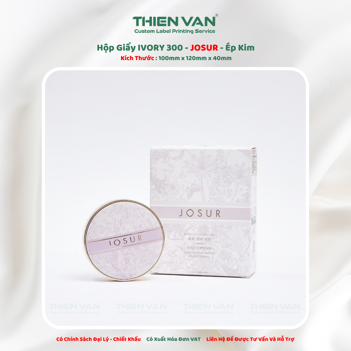 Hộp Giấy Ép Kim - JOSUR - 100mm x 120mm x 40mm