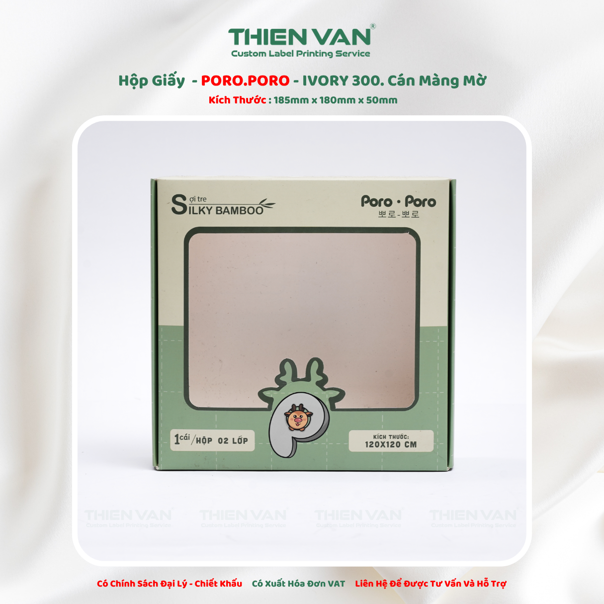 Hộp Giấy - PORO PORO - 185mm x 185mm x 40mm - Ảnh 2