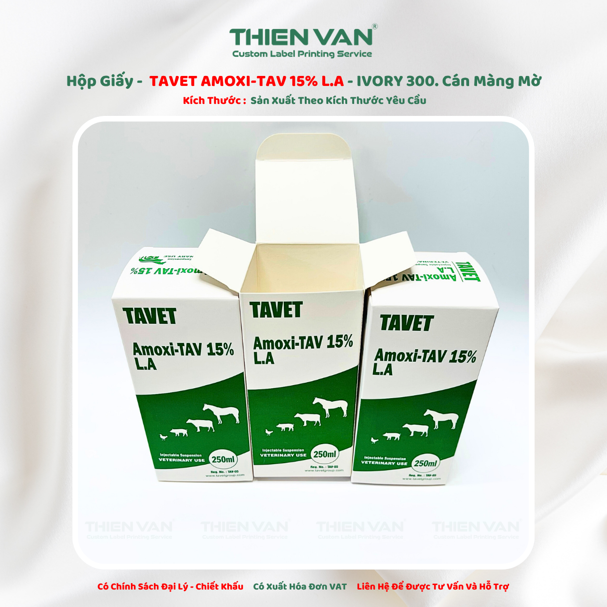 Hộp Giấy - TAVET AMOXI-TAX 15% L.A - KÍCH THƯỚC THEO YÊU CẦU - Ảnh 2