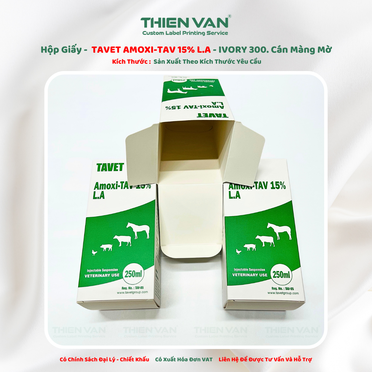 Hộp Giấy - TAVET AMOXI-TAX 15% L.A - KÍCH THƯỚC THEO YÊU CẦU