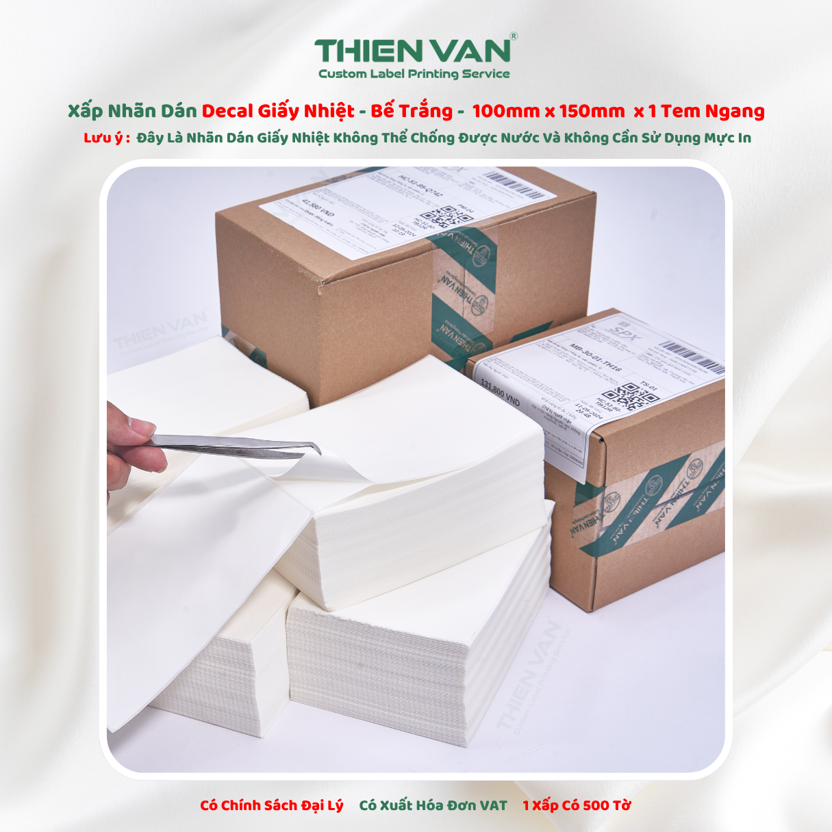 Decal Nhiệt 100mm x 150mm 1 Xấp 500 Tem