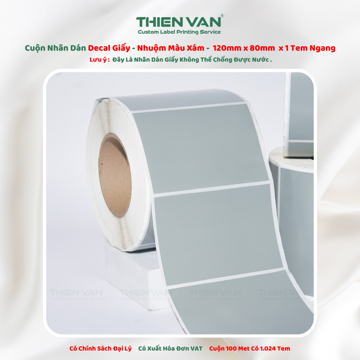 120mm x 80mm x 1 Tem Ngang Decal Cuộn Nhuộm Màu Xám - Ảnh 3
