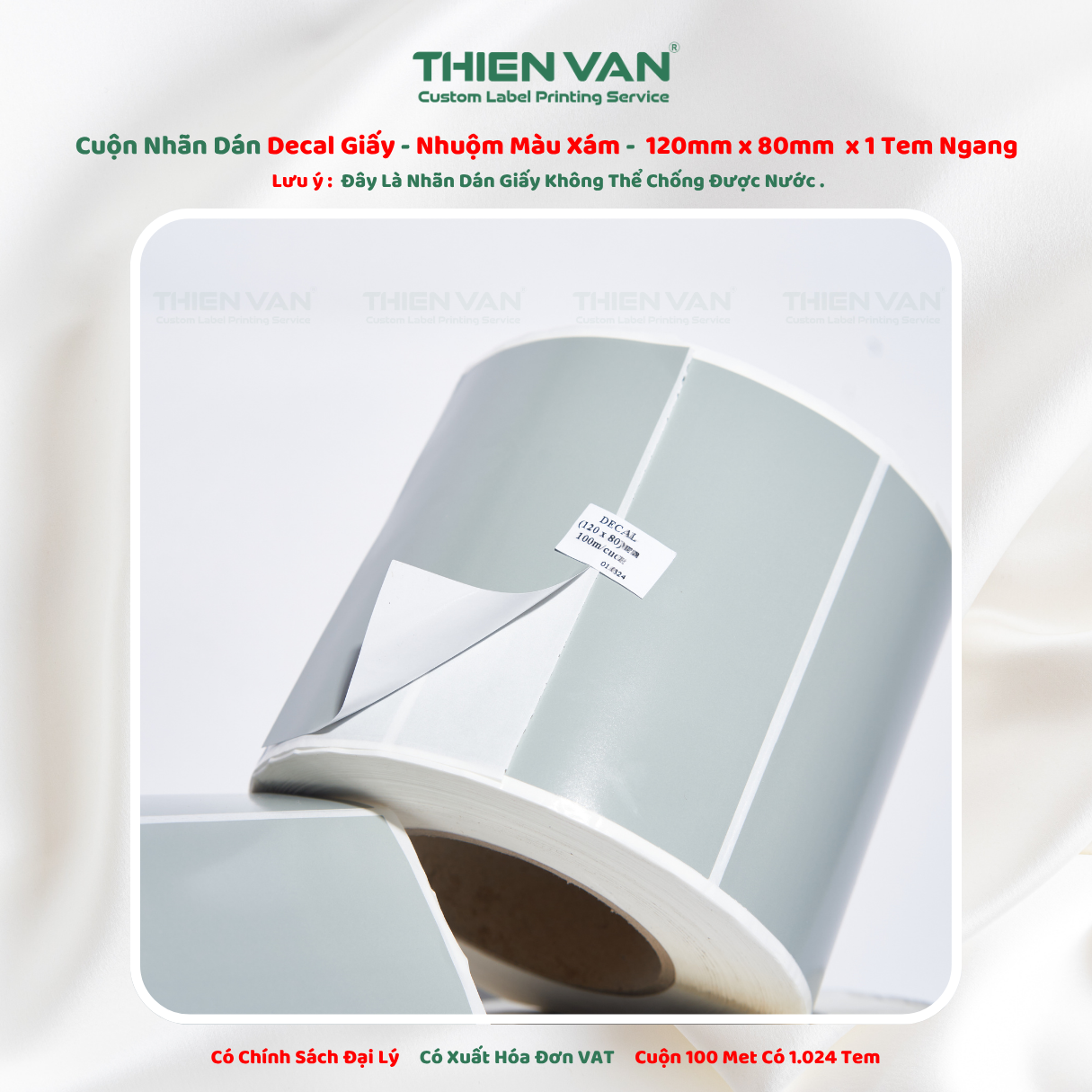 120mm x 80mm x 1 Tem Ngang Decal Cuộn Nhuộm Màu Xám - Ảnh 2