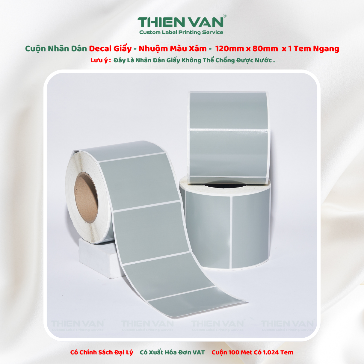 120mm x 80mm x 1 Tem Ngang Decal Cuộn Nhuộm Màu Xám - Ảnh 4
