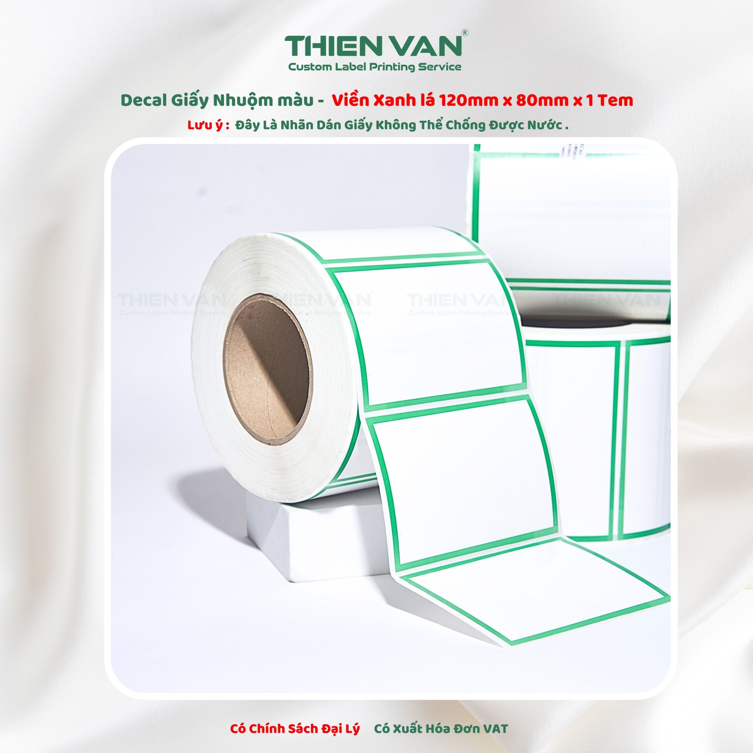120mm x 80mm x 1 Tem Ngang Decal Cuộn Nhuộm Màu 4 Viền Xanh Lá - Ảnh 4