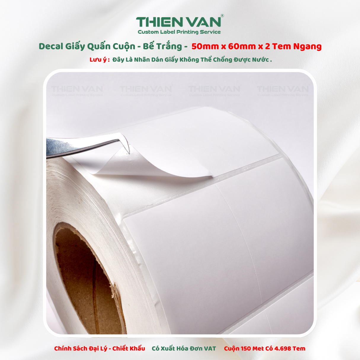 50mm x 60mm x 2 Tem Ngang - Decal Cuộn Bế Trắng - Ảnh 4
